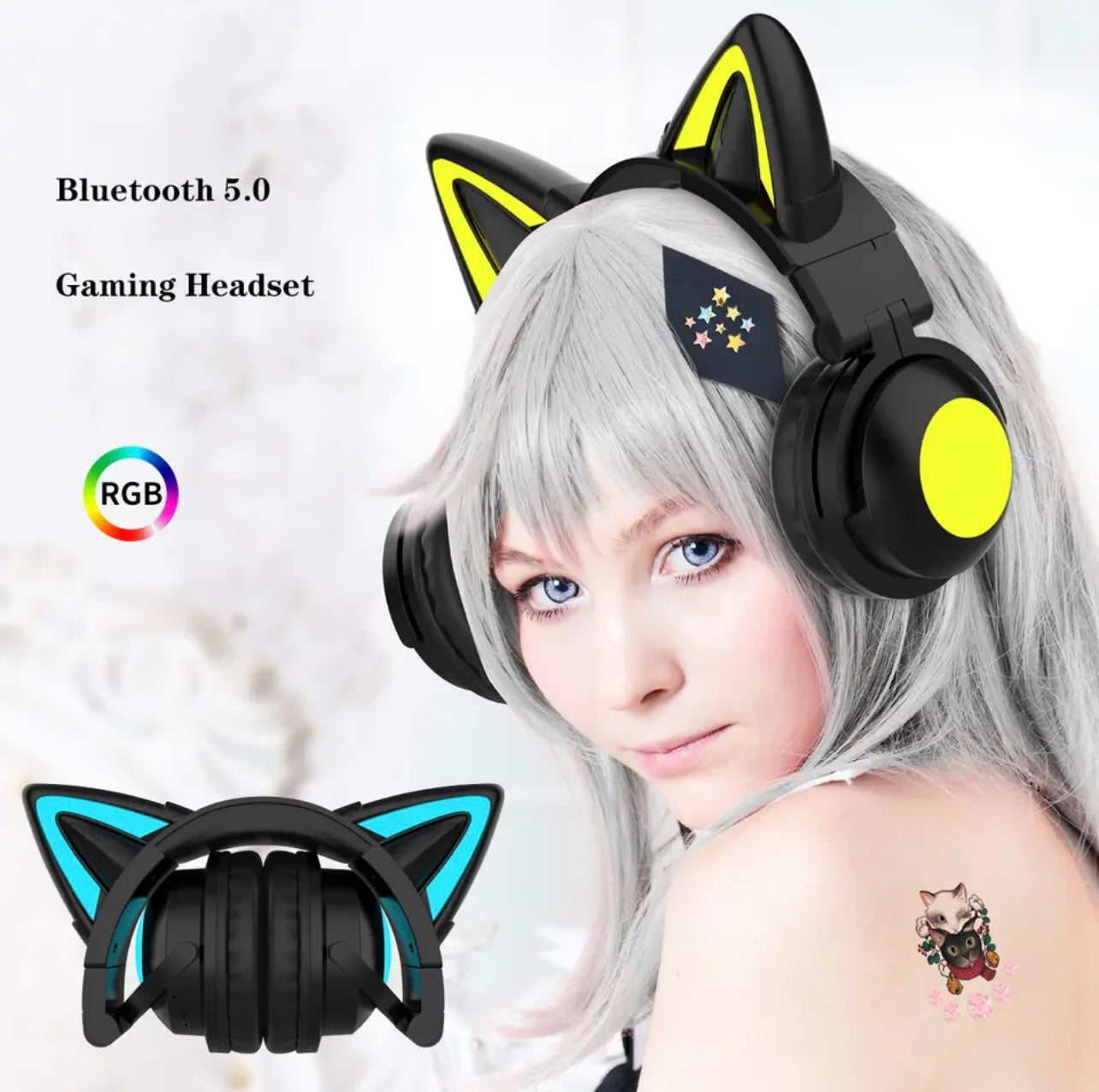 Cat Ears RGB Bluetooth Gaming Headset