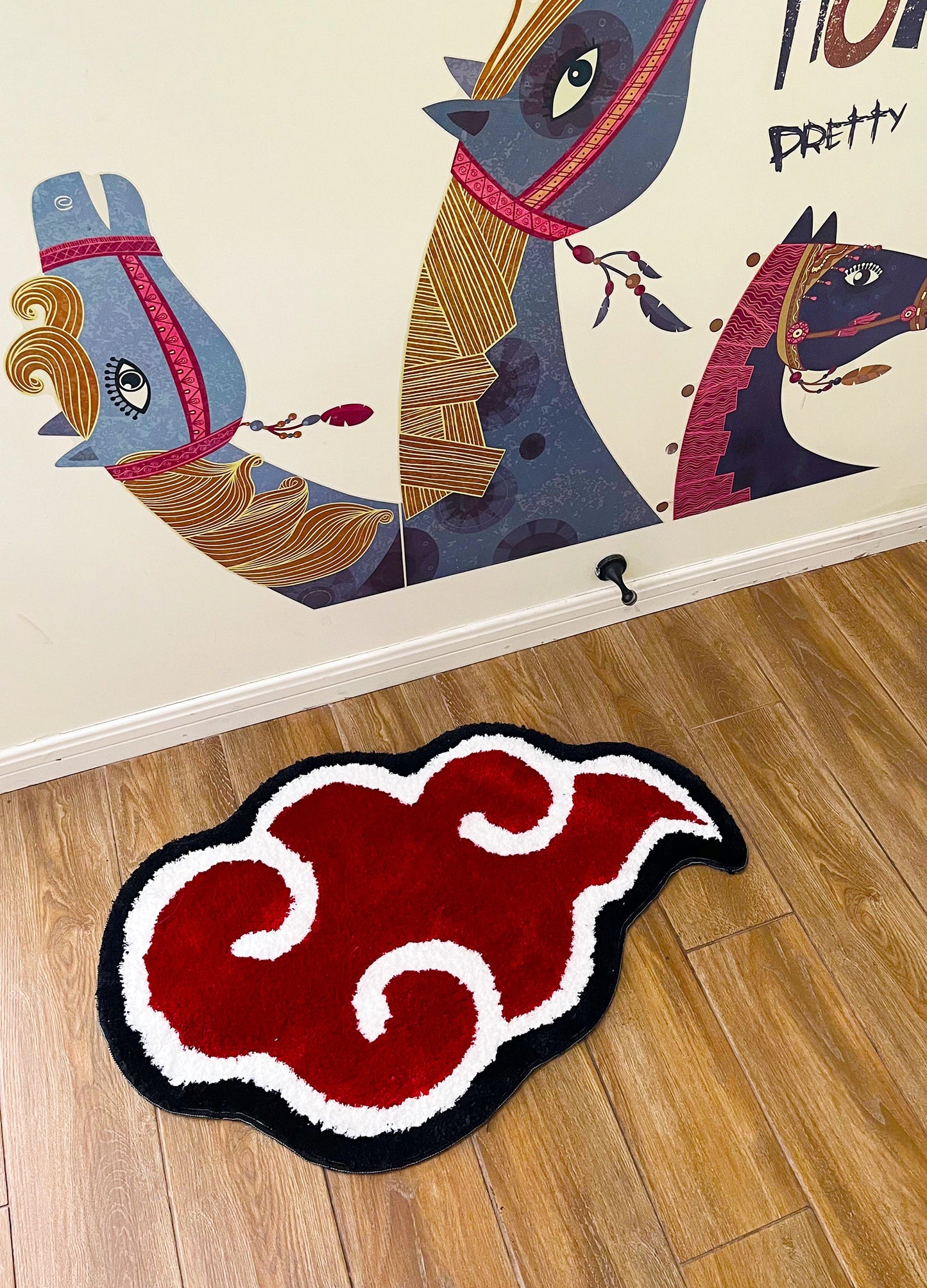 Japanese Red Cloud Doormat Mat Anti-Slip Handmade Rug