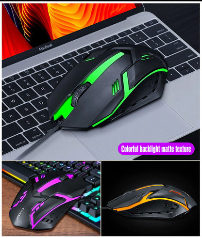 Wired Gamer Keyboard With RGB Backlit Rubber Keycaps USB & Mouse Combo