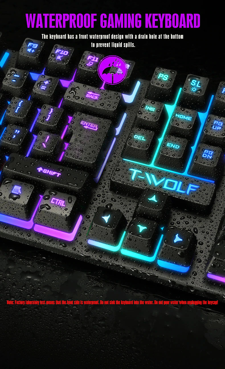 Wired Gamer Keyboard With RGB Backlit Rubber Keycaps USB & Mouse Combo