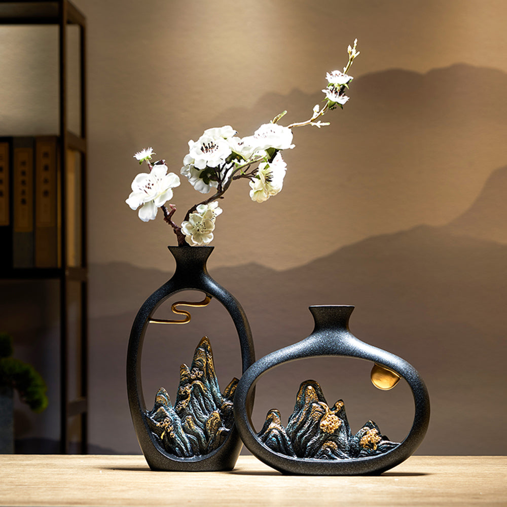 Decorative Vase Small Rockery Zen Study Office Resin