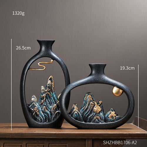 Decorative Vase Small Rockery Zen Study Office Resin