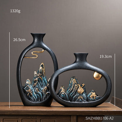 Decorative Vase Small Rockery Zen Study Office Resin