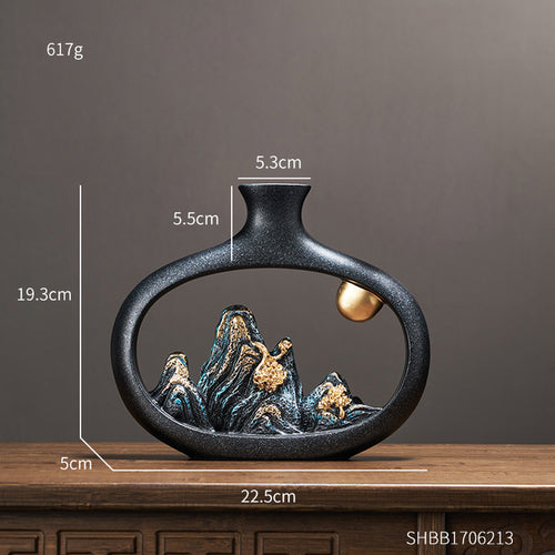 Decorative Vase Small Rockery Zen Study Office Resin