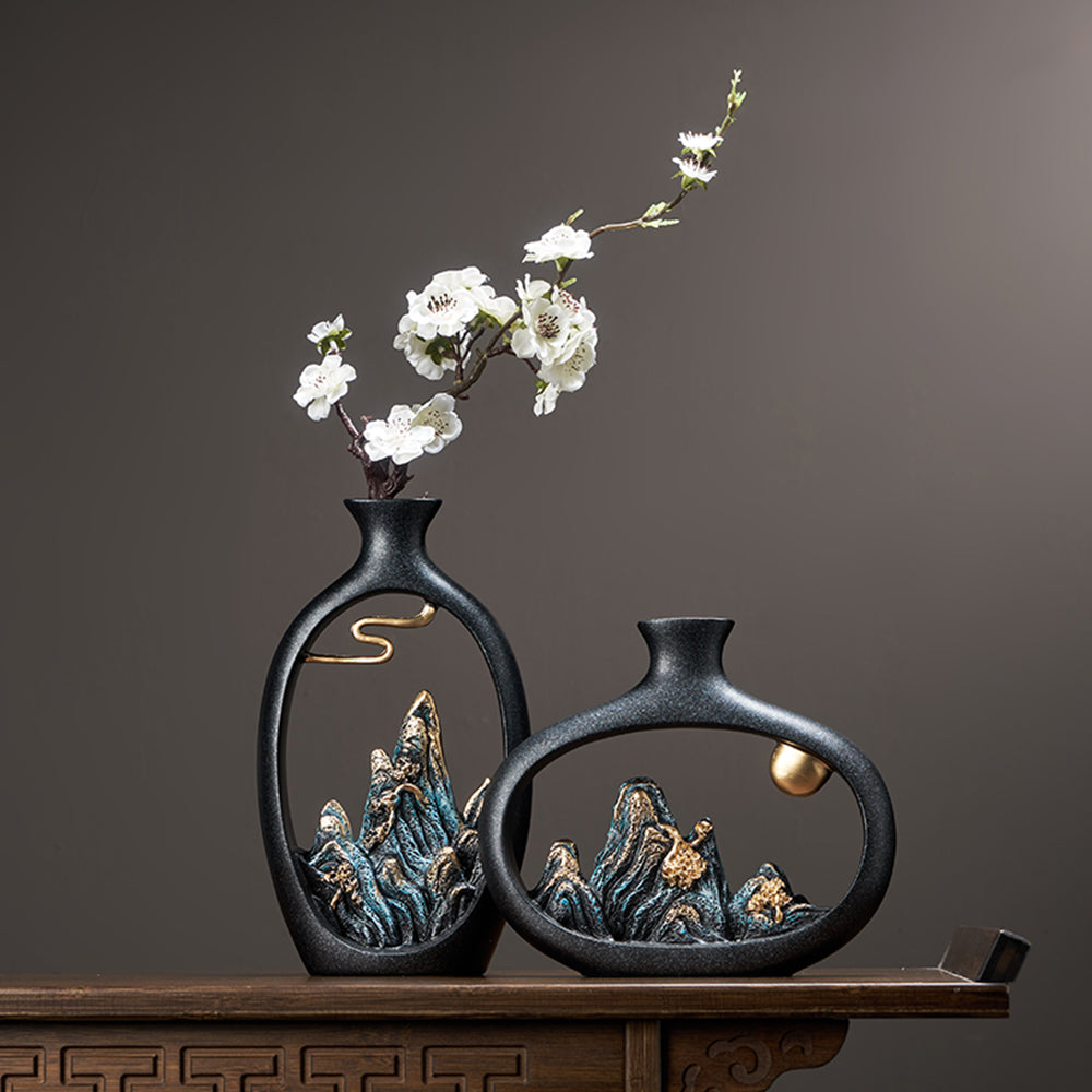 Decorative Vase Small Rockery Zen Study Office Resin