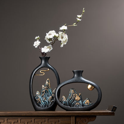 Decorative Vase Small Rockery Zen Study Office Resin