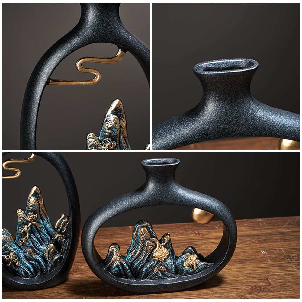 Decorative Vase Small Rockery Zen Study Office Resin
