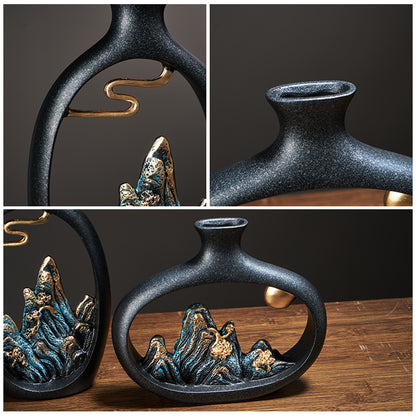Decorative Vase Small Rockery Zen Study Office Resin