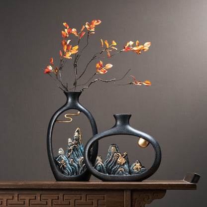 Decorative Vase Small Rockery Zen Study Office Resin