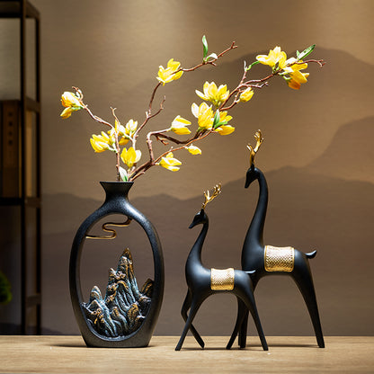 Decorative Vase Small Rockery Zen Study Office Resin