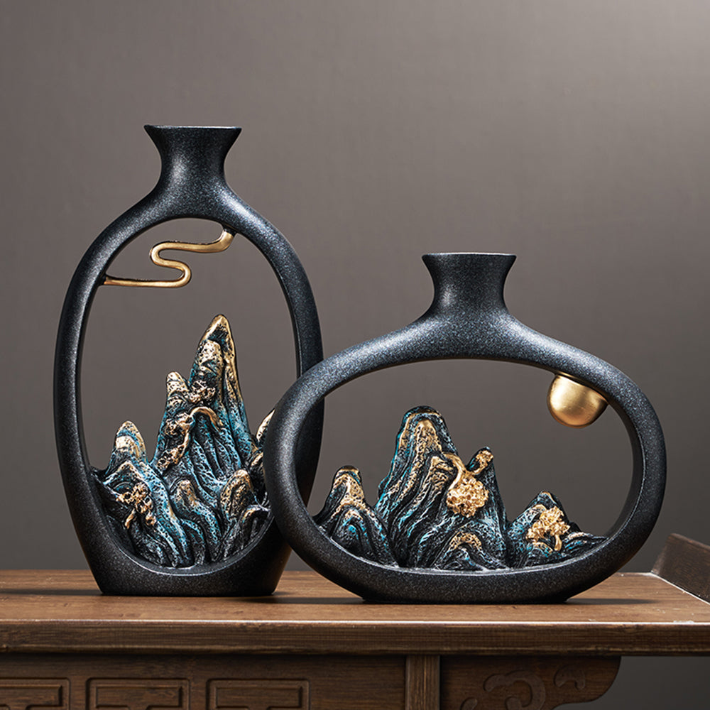 Decorative Vase Small Rockery Zen Study Office Resin