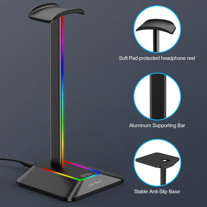 RGB Lights Headphone Stand with Type c USB
